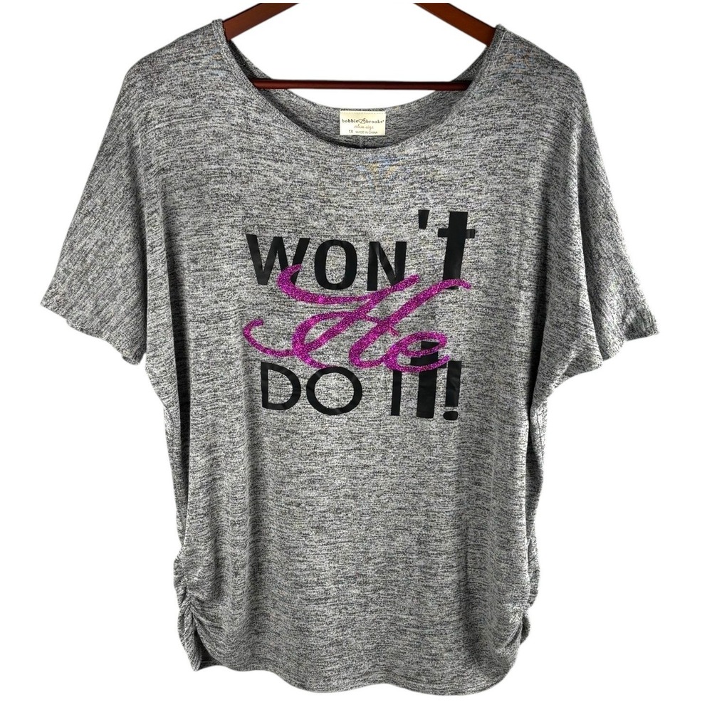 Christian Faith Graphic Tee Plus Sz 1X‎ Won't He Do It Inspiration Shirt Casual